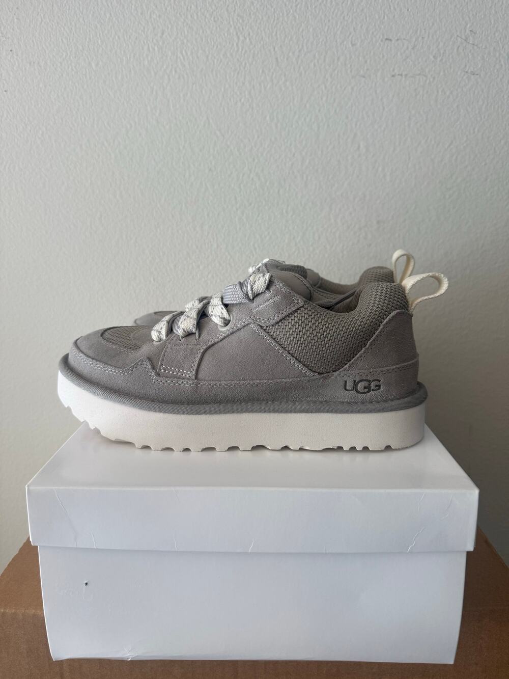 UGG Lowmel Grey Suede Mesh Platform Sneakers Women’s Size 9 Men’s 7